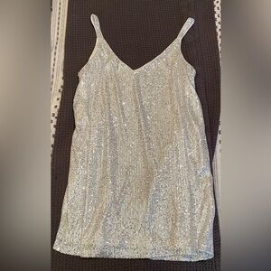 Sparkling Silver Sequin Dress